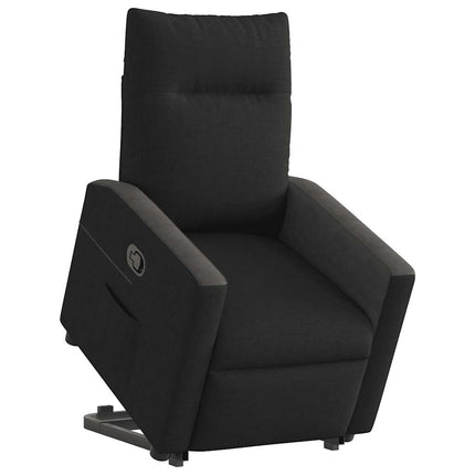 Reclinerfåtölj med uppresningshjälp svart tyg