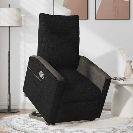 Reclinerfåtölj med uppresningshjälp svart tyg