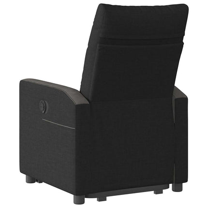 Reclinerfåtölj med uppresningshjälp svart tyg