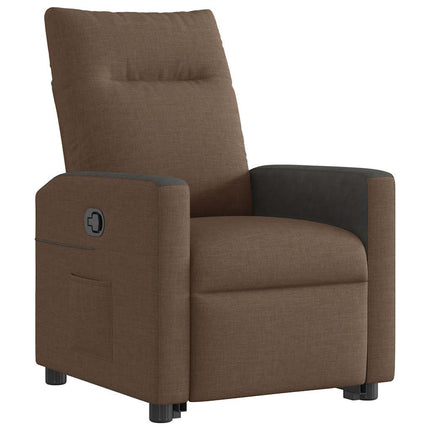 Reclinerfåtölj med uppresningshjälp brun tyg