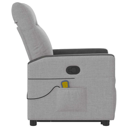 Massagefåtölj med uppresningshjälp molngrå tyg