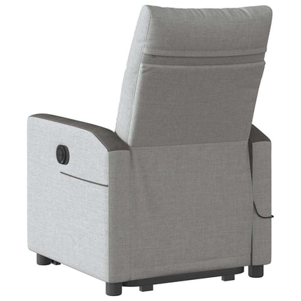Massagefåtölj med uppresningshjälp molngrå tyg