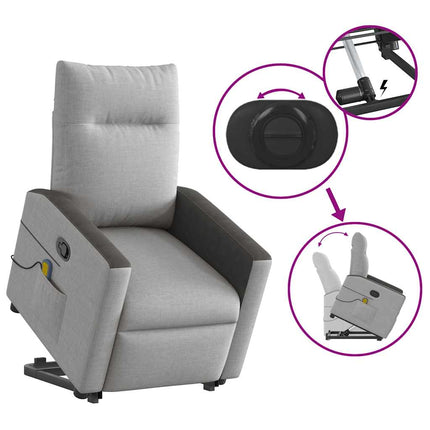 Massagefåtölj med uppresningshjälp molngrå tyg