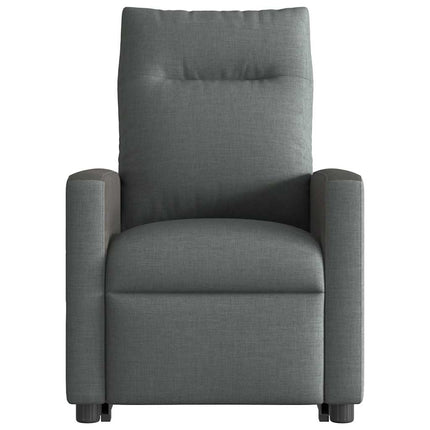 Massagefåtölj med uppresningshjälp mörkgrå tyg