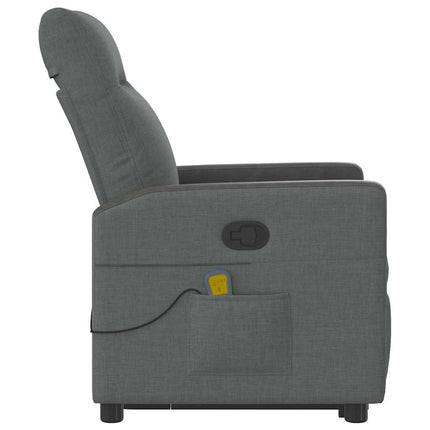 Massagefåtölj med uppresningshjälp mörkgrå tyg