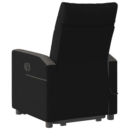 Massagefåtölj med uppresningshjälp svart tyg