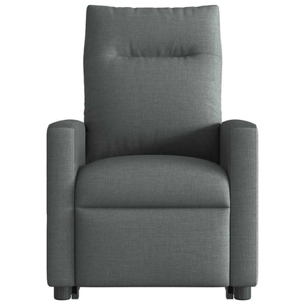 Elektrisk reclinerfåtölj med uppresningshjälp mörkgrå tyg