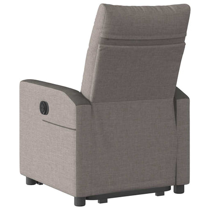 Elektrisk reclinerfåtölj med uppresningshjälp taupe tyg