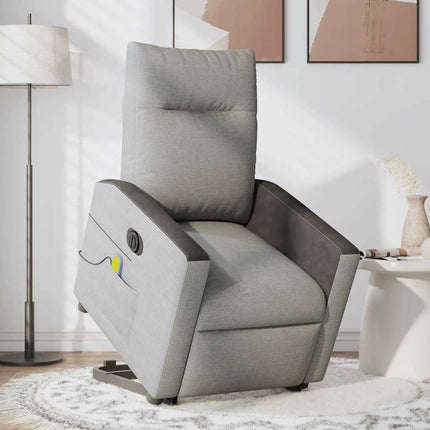Elektrisk massagefåtölj med uppresningshjälp molngrå tyg