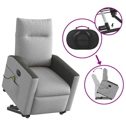 Elektrisk massagefåtölj med uppresningshjälp molngrå tyg