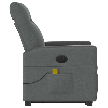 Elektrisk massagefåtölj med uppresningshjälp mörkgrå tyg