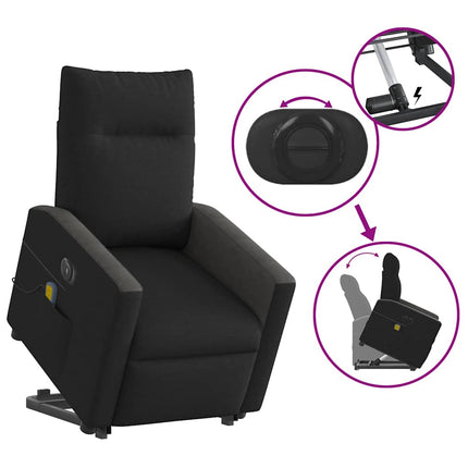 Elektrisk massagefåtölj med uppresningshjälp svart tyg