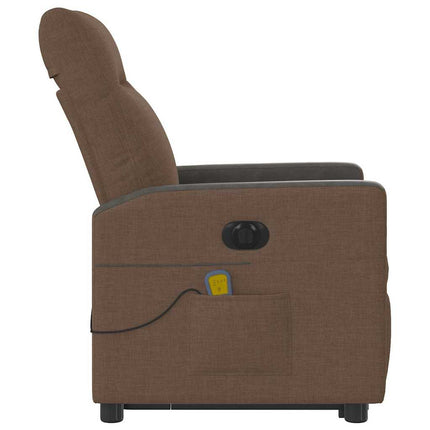 Elektrisk massagefåtölj med uppresningshjälp brun tyg