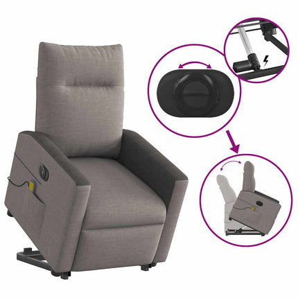 Elektrisk massagefåtölj med uppresningshjälp taupe tyg