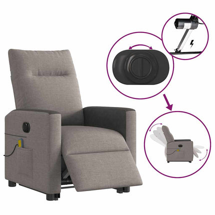 Elektrisk massagefåtölj med uppresningshjälp taupe tyg