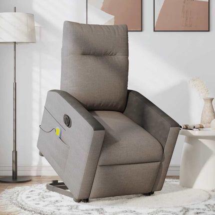 Elektrisk massagefåtölj med uppresningshjälp taupe tyg