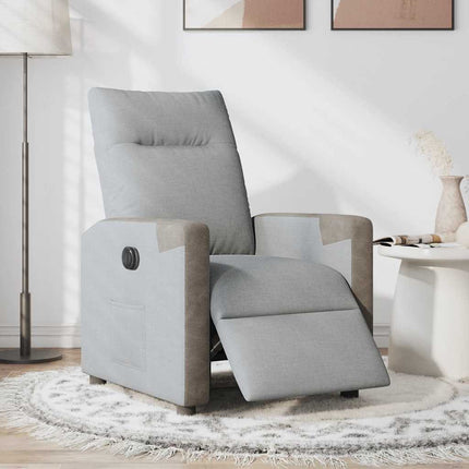 Elektrisk reclinerfåtölj ljusgrå tyg