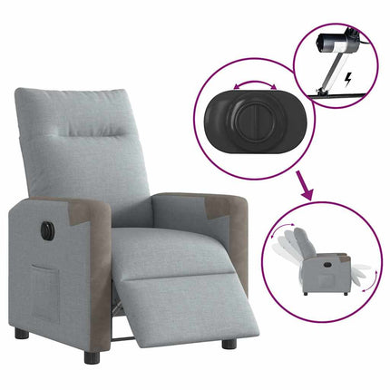 Elektrisk reclinerfåtölj ljusgrå tyg