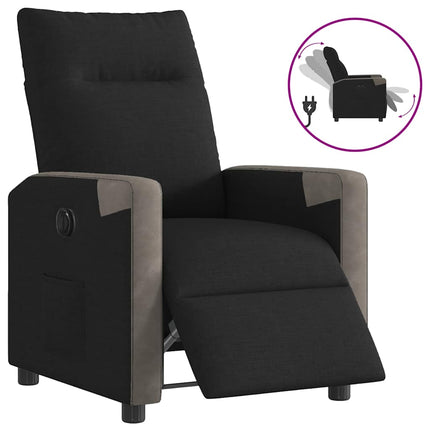 Elektrisk reclinerfåtölj svart tyg