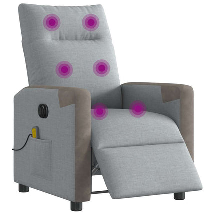 Elektrisk massagefåtölj ljusgrå tyg