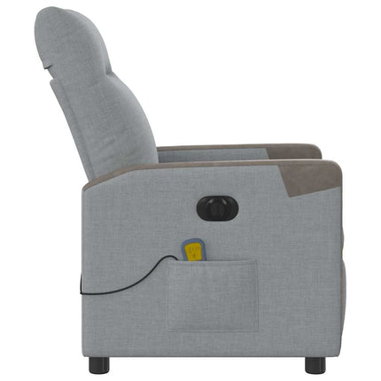 Elektrisk massagefåtölj ljusgrå tyg