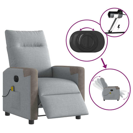 Elektrisk massagefåtölj ljusgrå tyg