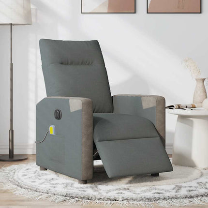 Elektrisk massagefåtölj mörkgrå tyg