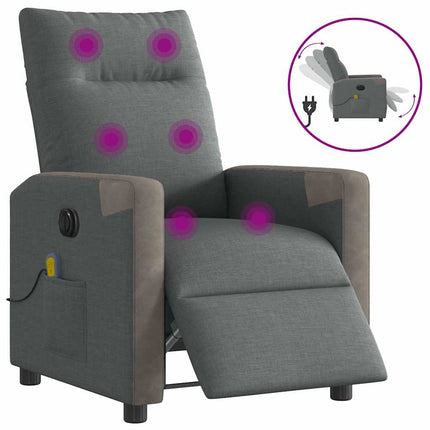 Elektrisk massagefåtölj mörkgrå tyg