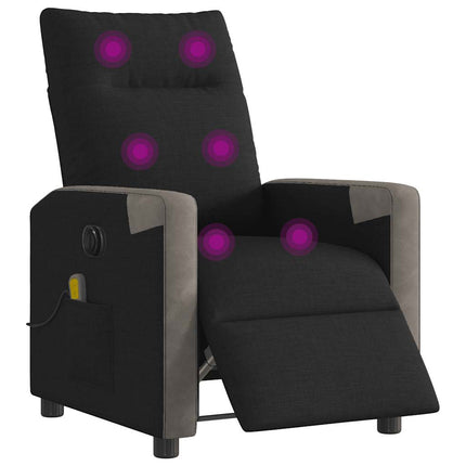 Elektrisk massagefåtölj med uppresningshjälp svart tyg