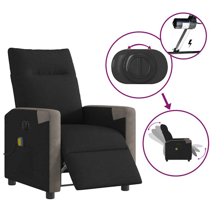 Elektrisk massagefåtölj med uppresningshjälp svart tyg