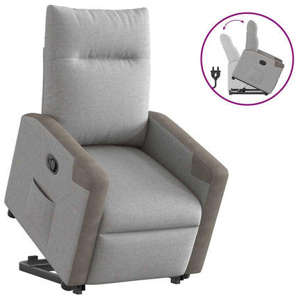 Reclinerfåtölj med uppresningshjälp molngrå tyg