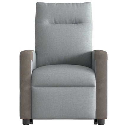 Reclinerfåtölj med uppresningshjälp ljusgrå tyg