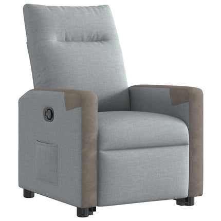 Reclinerfåtölj med uppresningshjälp ljusgrå tyg