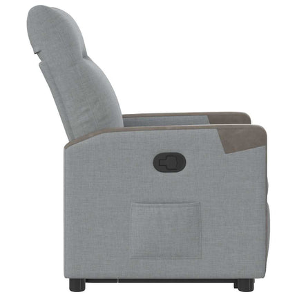 Reclinerfåtölj med uppresningshjälp ljusgrå tyg