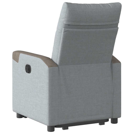Reclinerfåtölj med uppresningshjälp ljusgrå tyg