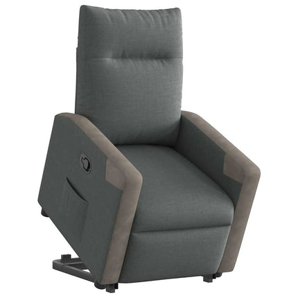Reclinerfåtölj med uppresningshjälp mörkgrå tyg