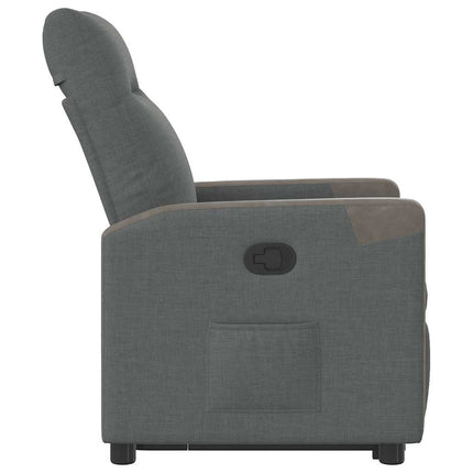 Reclinerfåtölj med uppresningshjälp mörkgrå tyg
