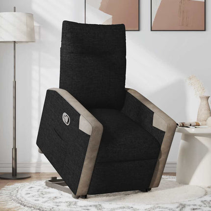 Reclinerfåtölj med uppresningshjälp svart tyg
