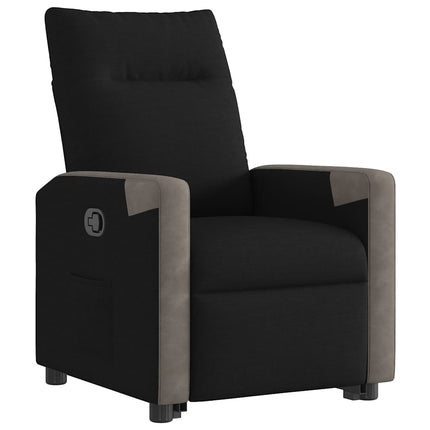 Reclinerfåtölj med uppresningshjälp svart tyg