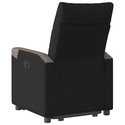 Reclinerfåtölj med uppresningshjälp svart tyg