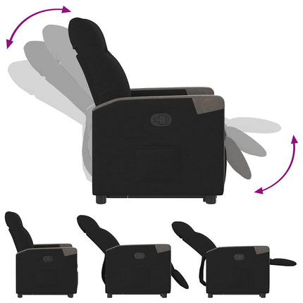 Reclinerfåtölj med uppresningshjälp svart tyg