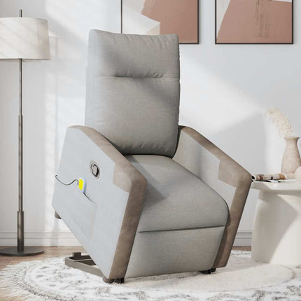 Massagefåtölj med uppresningshjälp molngrå tyg