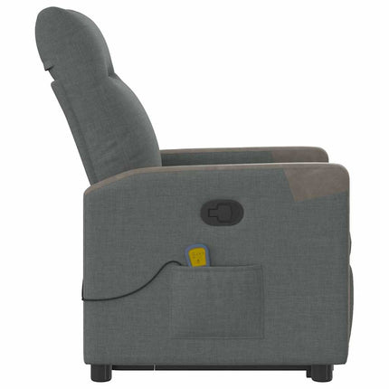 Massagefåtölj med uppresningshjälp mörkgrå tyg