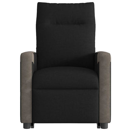 Massagefåtölj med uppresningshjälp svart tyg