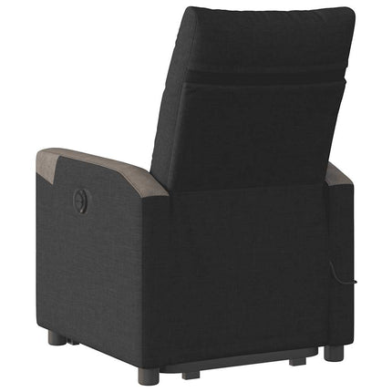 Massagefåtölj med uppresningshjälp svart tyg