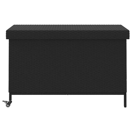 Trädgårdslåda med hjul svart 110x55x73 cm konstrotting