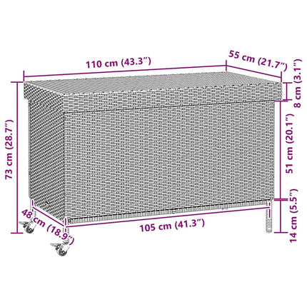 Dynbox på hjul brun 110x55x73 cm konstrottning