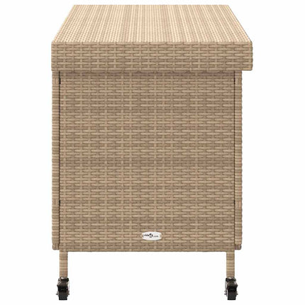 Trädgårdslåda med hjul blandad beige 110x55x73 cm konstrotting