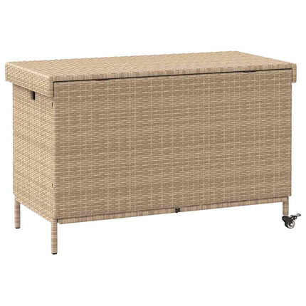 Trädgårdslåda med hjul blandad beige 110x55x73 cm konstrotting