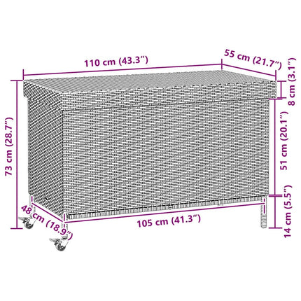 Dynbox på hjul ljusgrå 110x55x73 cm konstrottning